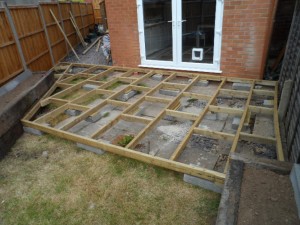 decking base being setup